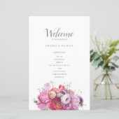 Pink Summer Floral Watercolor Hochzeit (Stehend Vorderseite)