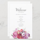 Pink Summer Floral Watercolor Hochzeit (Vorne/Hinten)