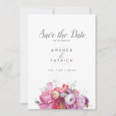 Pink Summer Floral Watercolor Hochzeit Save The Date (Vorderseite)