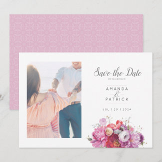 Pink Summer Floral Watercolor Hochzeitssemble Foto Save The Date