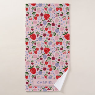 Pink Summer Frucht Berries Bridesmaid Personalisie Badehandtuch