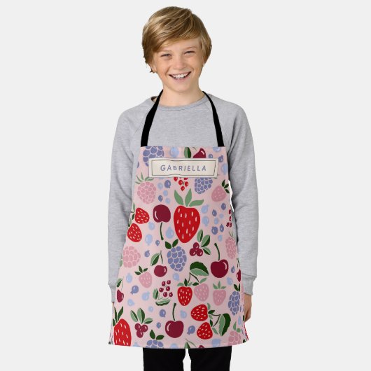 Pink Summer Frucht Berries Bridesmaid Personalisie Schürze (Getragen)