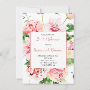 Pink Summer Garden Peones, Dahlias, Rose Bridal Karte