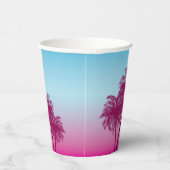 Pink Summer Palm Trees Tropical Sky Birthday Pappbecher (Rechts)