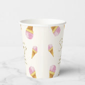 Pink Summer Scoop Ice Creme Frame Baby Dusche Pappbecher (Rechts)