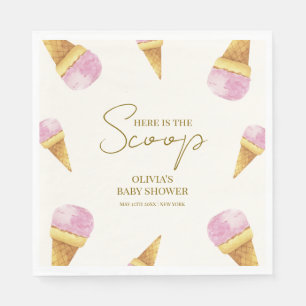 Pink Summer Scoop Ice Creme Frame Baby Dusche Serviette