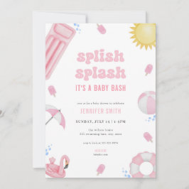 Pink Summer Splish Splash Baby Dusche Einladung