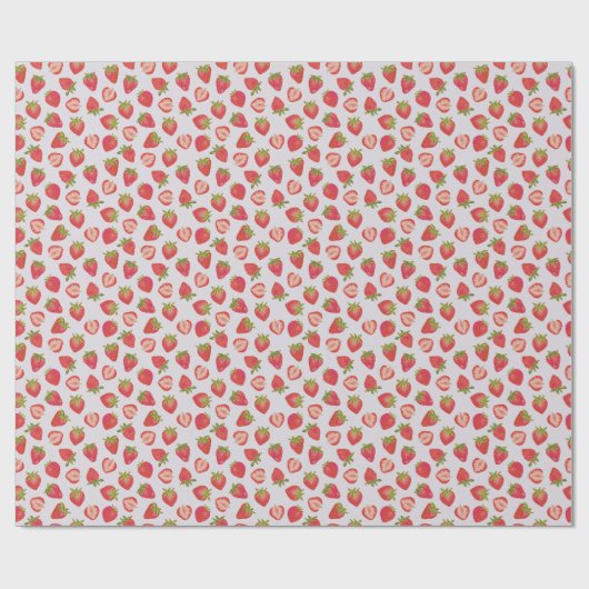 Pink Summer Strawberry Pattern Geschenkpapier (Flach)
