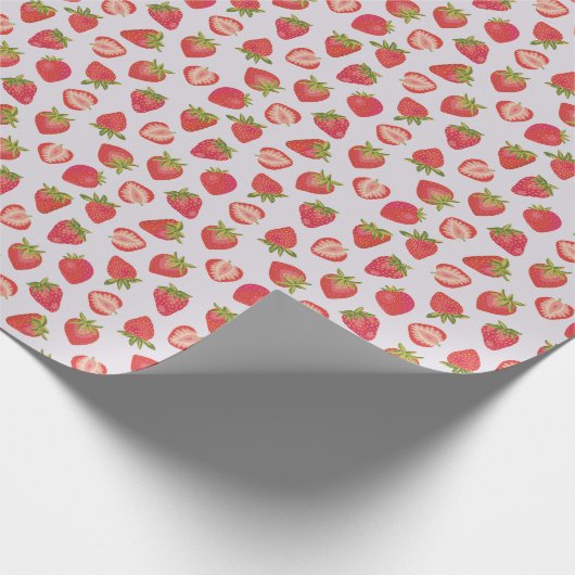 Pink Summer Strawberry Pattern Geschenkpapier (Ecke)