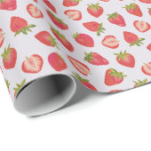 Pink Summer Strawberry Pattern Geschenkpapier (Rolleneckpunkt)