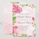 Pink Summerblumen Brautdusche Einladung (Vorne/Hinten)