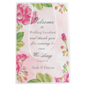 Pink Summerblumen Hochzeit Mittlere Geschenktüte (Vorderseite)