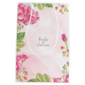 Pink Summerblumen Hochzeit Mittlere Geschenktüte (Rückseite)