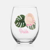 Pink Summertime Glam Bachelorette | Braut Weinglas Ohne Stiel (Vorderseite)