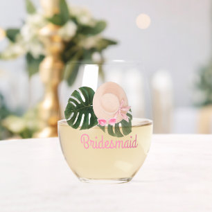 Pink Summertime Glam Bachelorette Bridesmaid Weinglas Ohne Stiel