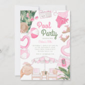 Pink Summertime Glam | Pool-Party Einladung (Vorderseite)