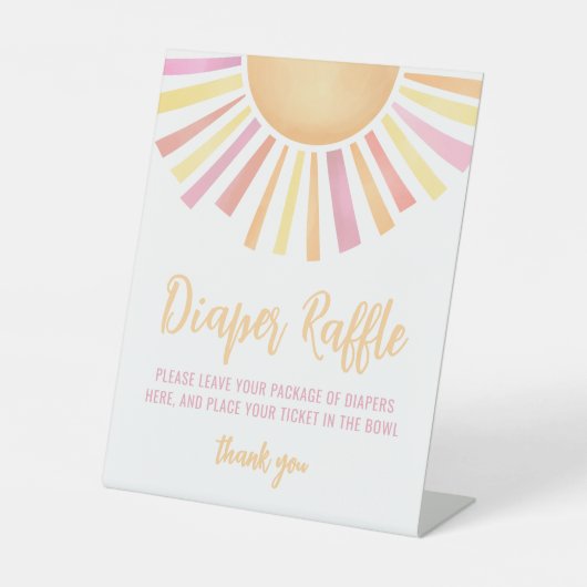 Pink Sun Baby Duschdusche Windeln Raffel Sockelschild (Vorderseite)