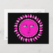 Pink Sun Cartoon Art Postkarte (Vorne/Hinten)