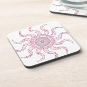 Pink Sun Mandala Design Getränkeuntersetzer (Linke Seite)