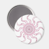 Pink Sun Mandala Design Magnet (Vorderseite/Rückseite)