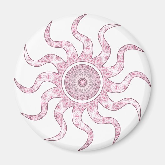 Pink Sun Mandala Design Magnet (Vorne)