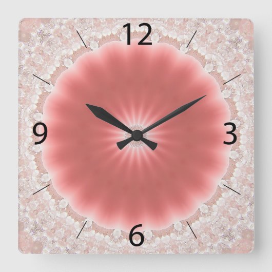 Pink Sun Wall Clock Quadratische Wanduhr (Vorderseite)