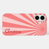 Pink Sunburst "Add Your Name" Case-Mate iPhone Hülle (Rückseite (Horizontal))