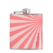 Pink Sunburst "Add Your Name" Flachmann (Vorderseite)
