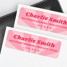 Pink sunburst retro bright bold return address