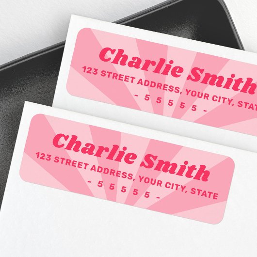 Pink sunburst retro bright bold return address