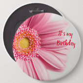 Pink Sunflower Birthday Button (Vorne & Hinten)