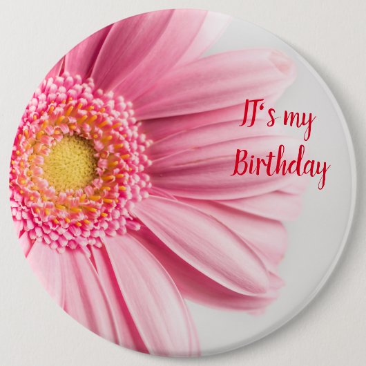 Pink Sunflower Birthday Button (Vorderseite)