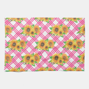 Pink Sunflower Geschirrtuch