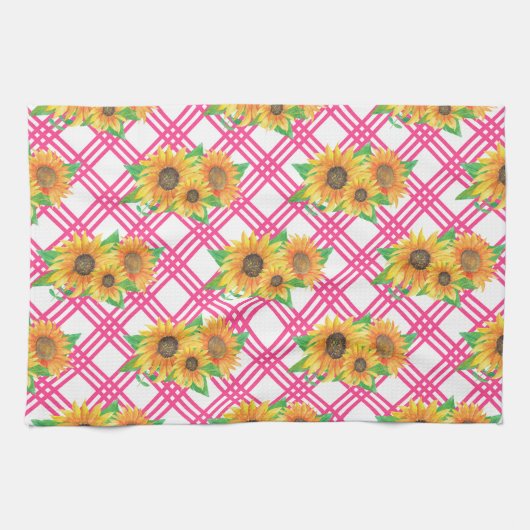 Pink Sunflower Geschirrtuch (Horizontal)