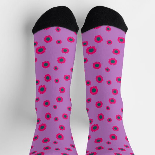 Pink Sunflower Pattern Women's Socks Socken (Oben)