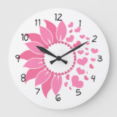 pink sunflower wall clock / decorative clock  große wanduhr (Vorderseite)