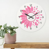 pink sunflower wall clock / decorative clock  große wanduhr