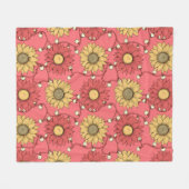 Pink Sunflowers Christmas Fleecedecke (Vorderseite (Horizontal))