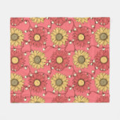 Pink Sunflowers Christmas Fleecedecke (Vorderseite (Horizontal))
