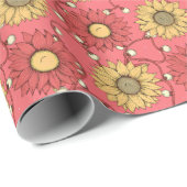 Pink Sunflowers Christmas Geschenkpapier (Rolleneckpunkt)