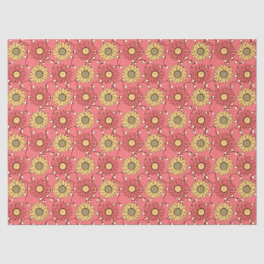 Pink Sunflowers Christmas Seidenpapier (Vorderseite)