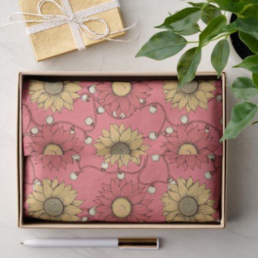 Pink Sunflowers Christmas Seidenpapier (Geschenk)