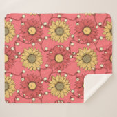 Pink Sunflowers Christmas Sherpadecke (Vorderseite (Horizontal))