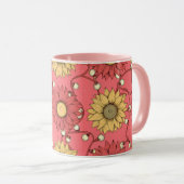 Pink Sunflowers Christmas Tasse (VorderseiteRechts)