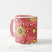 Pink Sunflowers Christmas Tasse (Vorderseite Links)