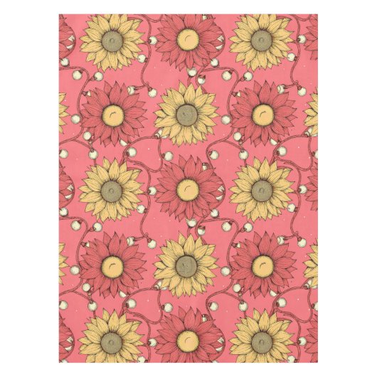 Pink Sunflowers Christmas Tischdecke (Vorderseite)