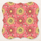 Pink Sunflowers Christmas Untersetzer (Vorderseite)