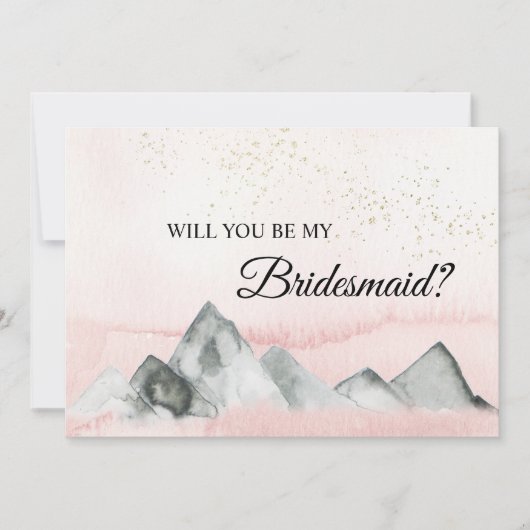 Pink Sunrise Mountain Bridesmaid Vorschlag Card Einladung (Vorderseite)