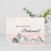 Pink Sunrise Mountain Bridesmaid Vorschlag Card Einladung (Stehend Vorderseite)