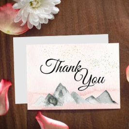 Pink Sunrise Mountain Wedding Danke, dass Sie Flac Dankeskarte